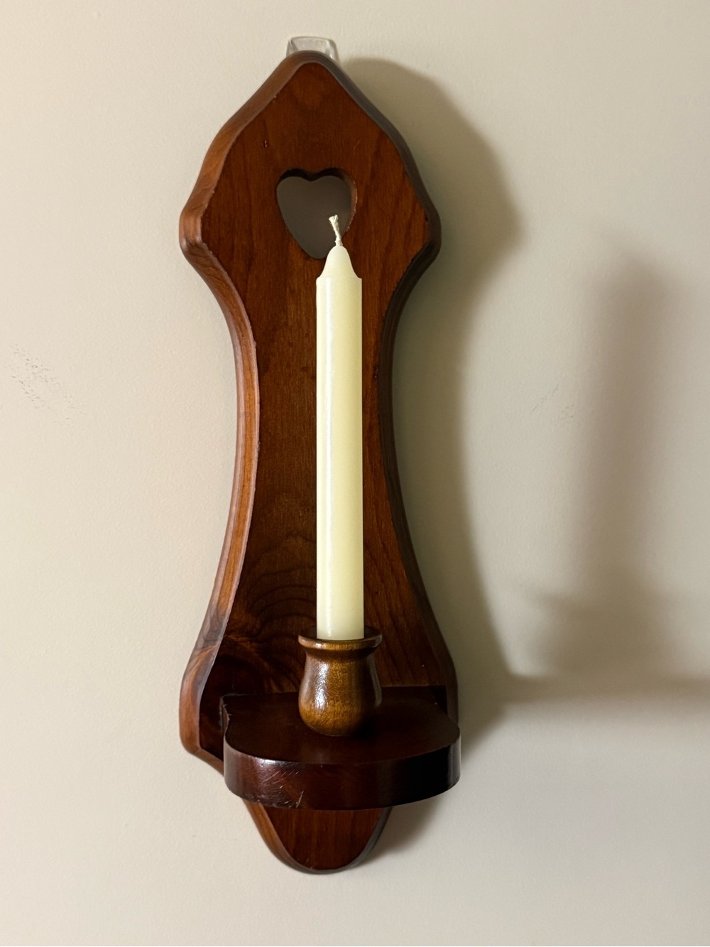 Vintage Wood Heart Wall Sconce 🕯️ Primitive Country Cottage Candle Holder